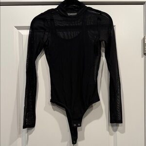 Black Sheer Long Sleeve Bodysuit